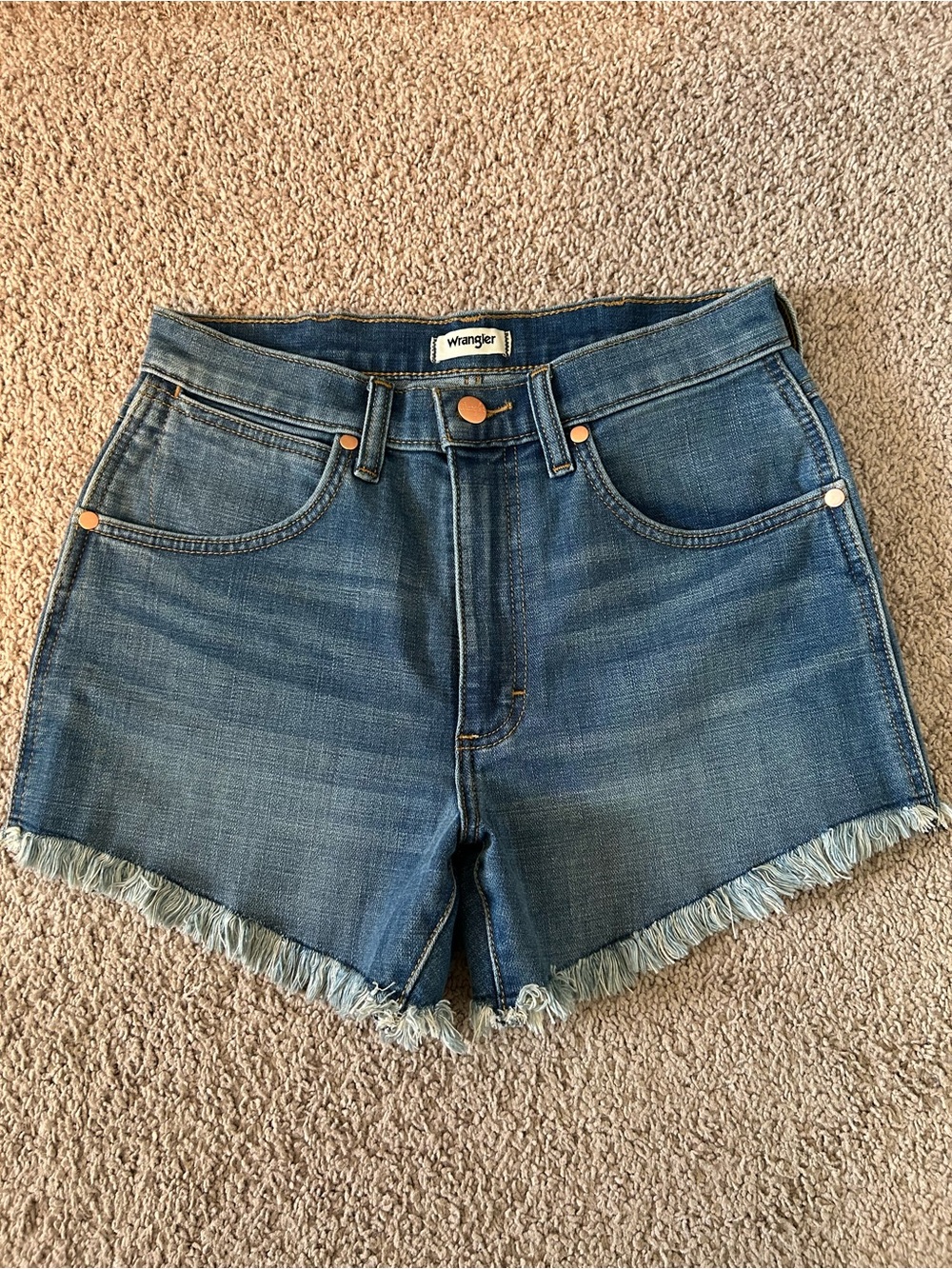 Wrangler Blue Frayed Hem Denim Shorts